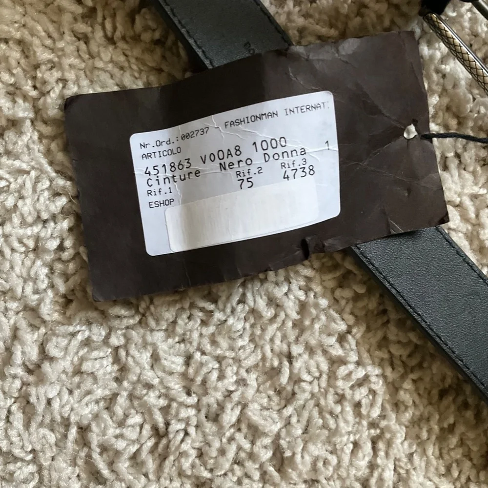Bottega Veneta Black Leather Belt with Brown Dust Bag